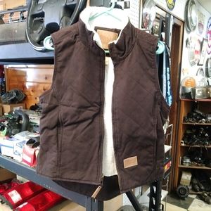 S Field n' Forest brown faux sherpa zip up vest
